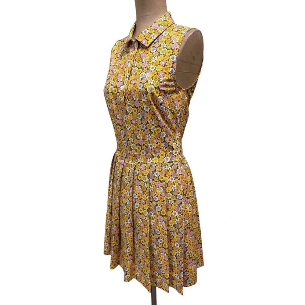 TORY BURCH PRINTED PERFORMANCE PLEATED GOLF DRESS M